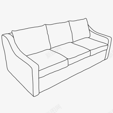 线条艺术沙发靠垫家具图标图标