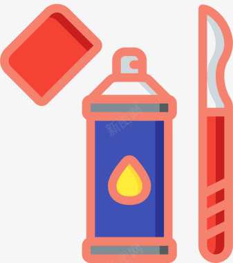喷雾罐平面79线性颜色图标图标