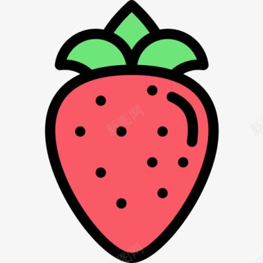 草莓春季75线形颜色图标图标