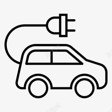 汽车线稿电动汽车充电环保汽车图标图标