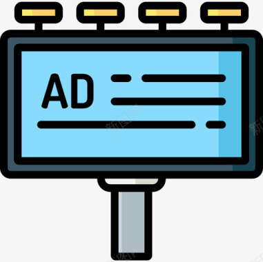 广告牌广告牌营销增长15线性颜色图标图标