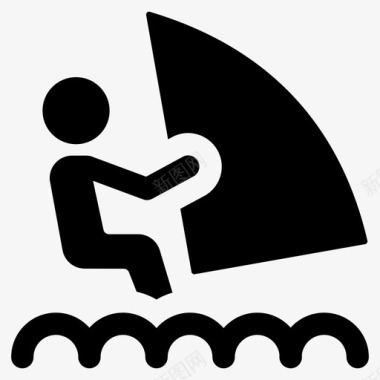 划船帆船运动字形图标图标