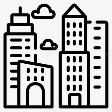 建筑与城市城市生活26线性图标图标