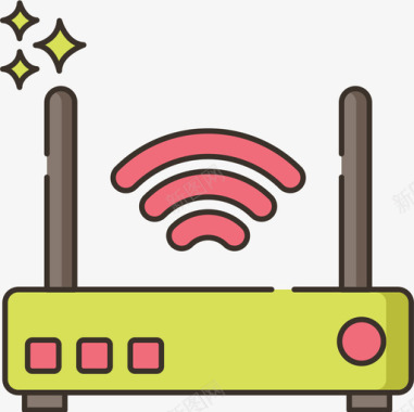 Wifi路由器咖啡色62线性颜色图标图标