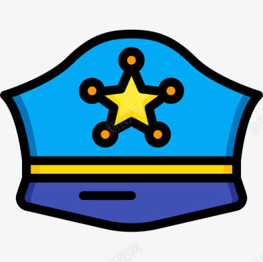帽子符号警察帽帽子5线颜色图标图标