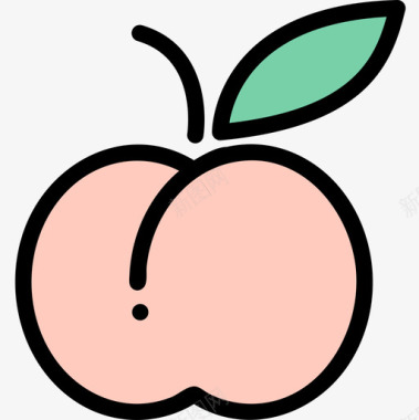 桃水果和蔬菜23线形颜色图标图标