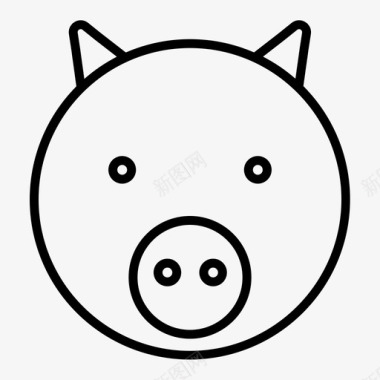 猪动物脸图标图标