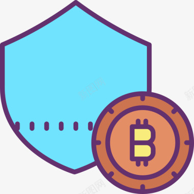 公共标识安全安全加密货币44线性颜色图标图标