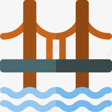 彩会建筑桥建筑15平坦图标图标
