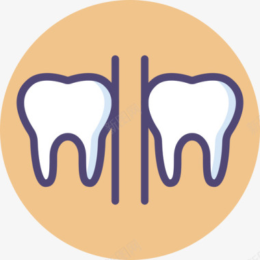 牙齿24齿线形颜色图标图标