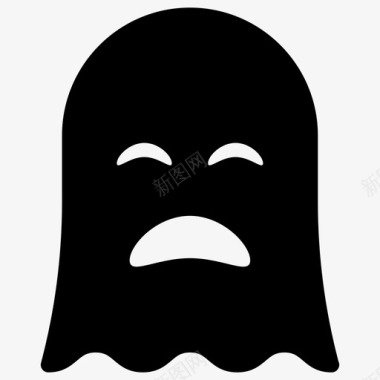 悲伤的鬼魂悲伤的幽灵表情符号图标图标