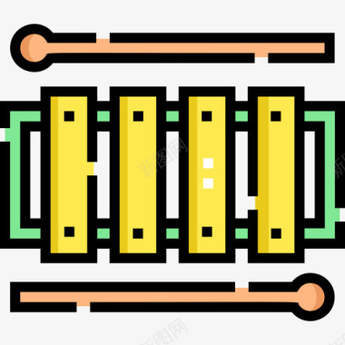 巴西标志木琴巴西嘉年华19线性颜色图标图标
