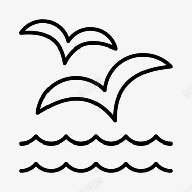 海鸥海洋生物学航海图标图标