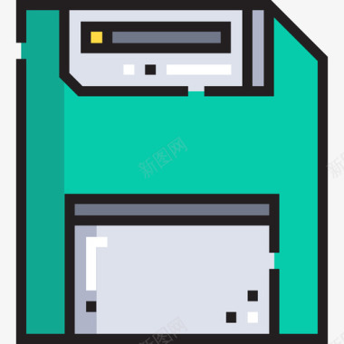 处理器硬件图标软盘硬件21线性彩色图标图标