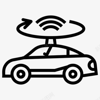 汽车线稿激光雷达自动汽车汽车wifi图标图标