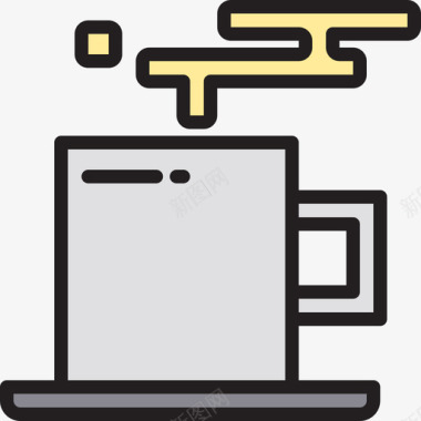 咖啡色网页平面3线性颜色图标图标