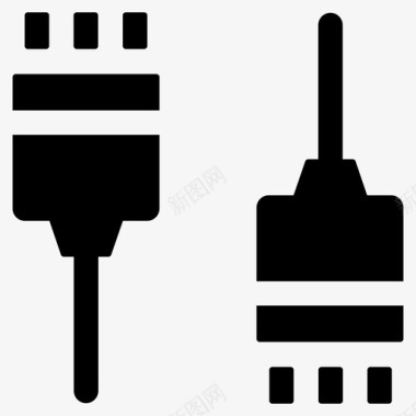 电瓶车充电电缆连接器充电电缆数据连接器图标图标