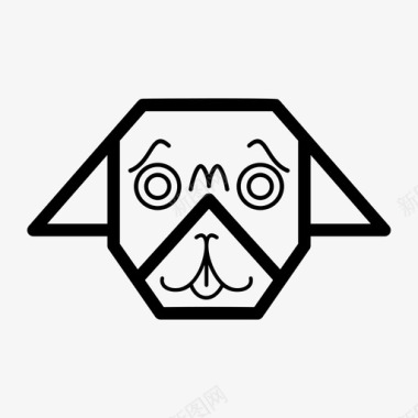 折纸哈巴狗动物折纸动物图标图标