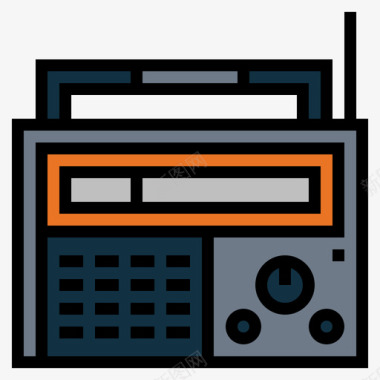 复古信笺收音机复古11线性颜色图标图标