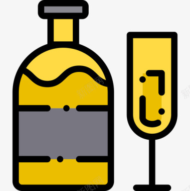 线性插画瓶子饮料和饮料5线性颜色图标图标