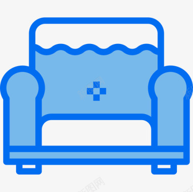 沙发家具蓝色图标图标