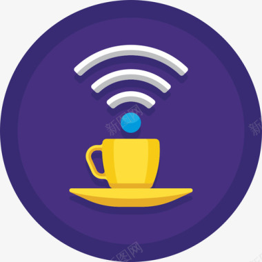 Wifi咖啡63扁平圆形图标图标