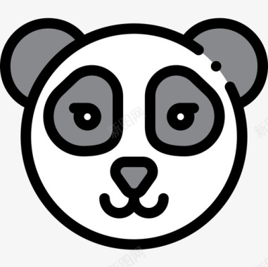 熊猫熊猫中国41线性颜色图标图标