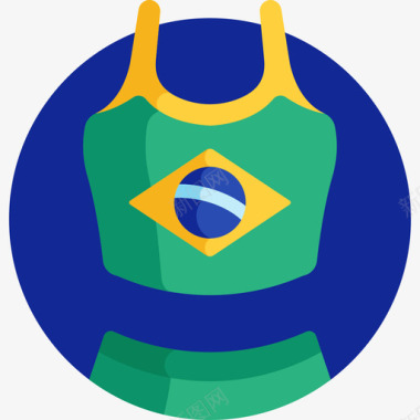 巴西标志无袖衬衫巴西嘉年华21扁平图标图标