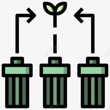 可循环回收标志回收站可持续能源24线性颜色图标图标