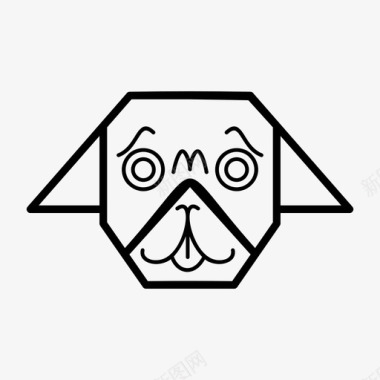 折纸哈巴狗动物狗图标图标