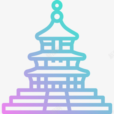 庙宇中国59坡度图标图标