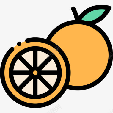 橙色美食19线性颜色图标图标