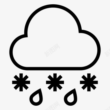雨夹雪多云天气雨天图标图标