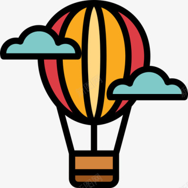 热气球safari12线性颜色图标图标