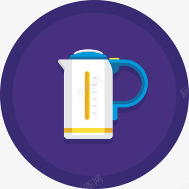 电热水壶咖啡63扁平圆形图标图标