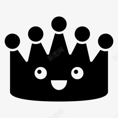皇冠表情符号装饰性头饰笑脸皇冠图标图标