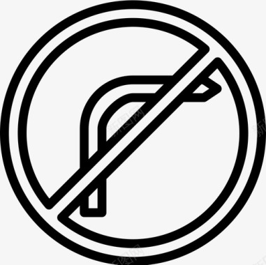 直线禁止右转英国路标直线图标图标
