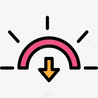 日落日落203号天气线性颜色图标图标