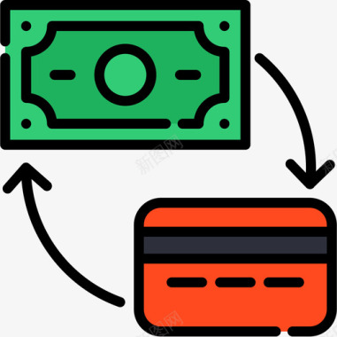 付款付款方式电子商务68线颜色图标图标