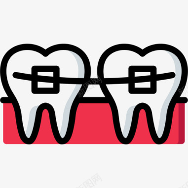 牙科牙套牙科学8线性颜色图标图标