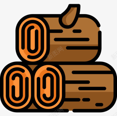 柴火烟熏柴火农耕57原色图标图标