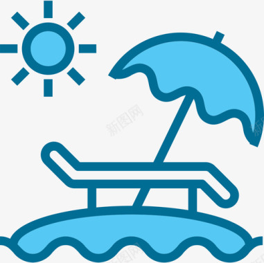日光浴床酒店和旅行4蓝色图标图标