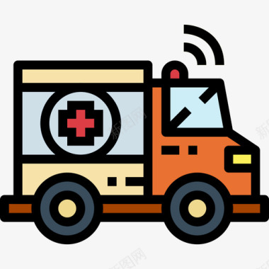救护车救护车运输153线性颜色图标图标