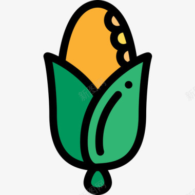 玉米纯素食品原色图标图标