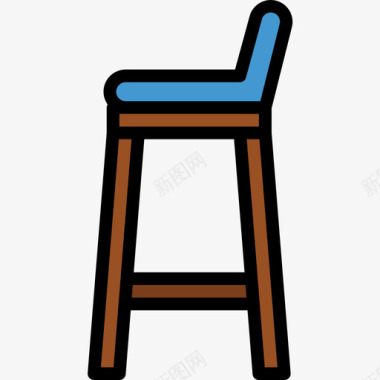 吧台凳家具107线性颜色图标图标