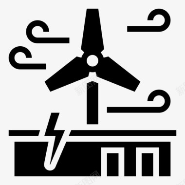 风车风力涡轮机能源工厂图标图标