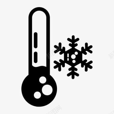 冬天的雪人寒冷的温度图标天气图标