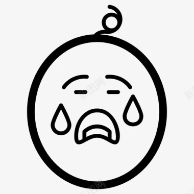悲伤的西瓜脸表情符号情感图标图标