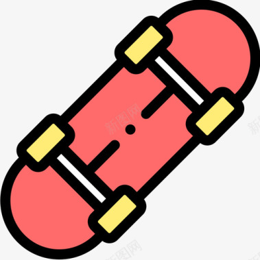 滑板儿童玩具17线性颜色图标图标