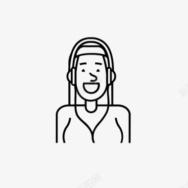 女人戴着小马耳机笑音乐图标图标